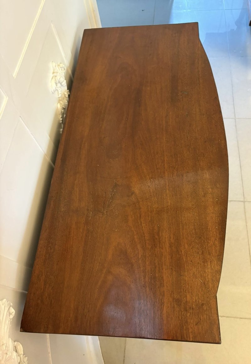 Small Antique George III Quality Figured Mahogany Bow Front Sideboard - Image 7